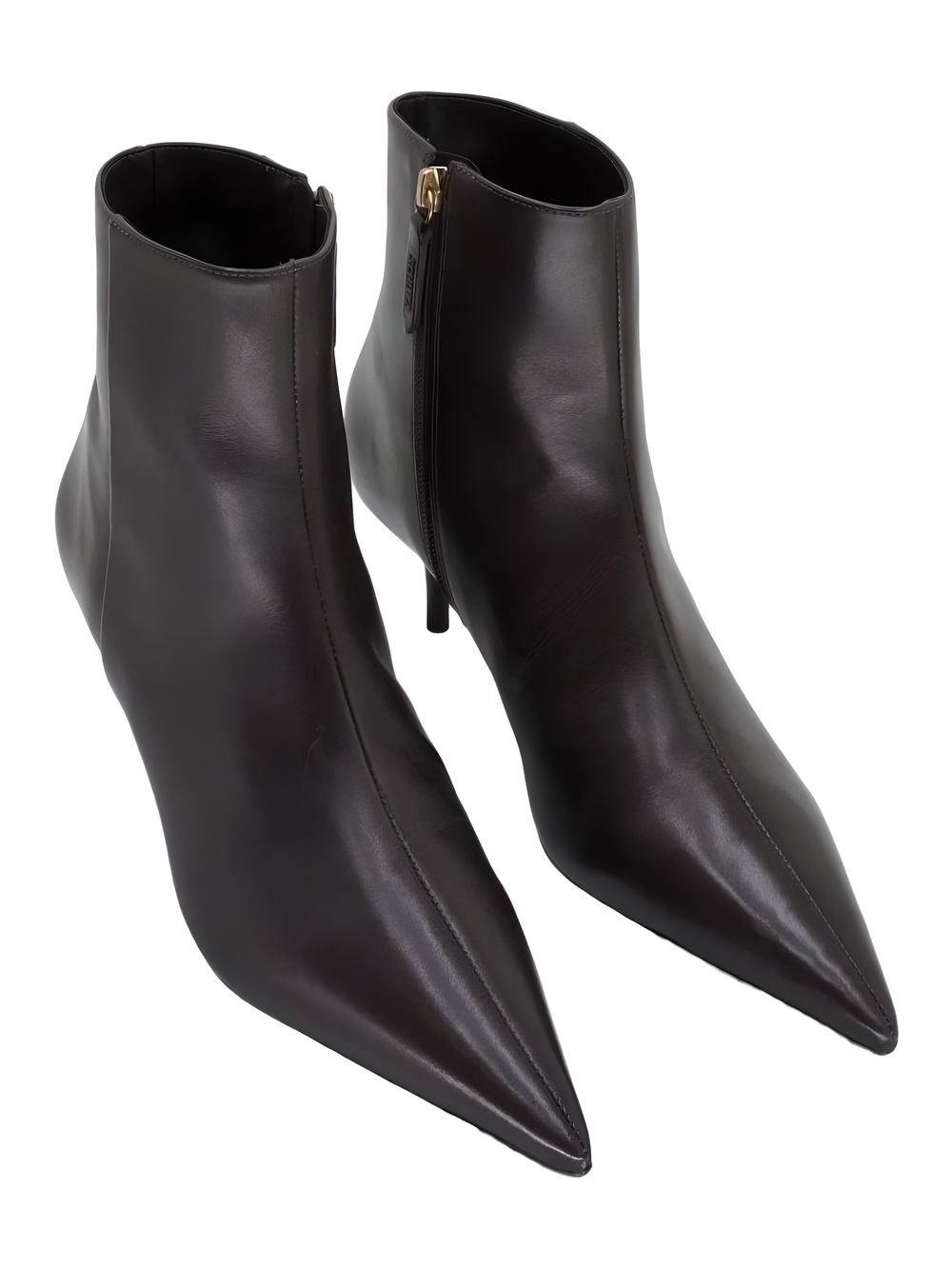 Schutz Mikki Mid Casual Dark Chocolate Leather Pointed Toe Heel Size 8.5B